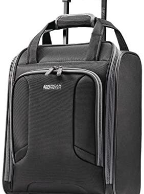 American Tourister 4 Kix Softside Luggage, Black/Grey, Underseater