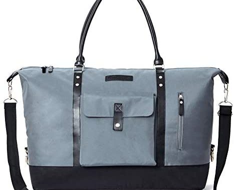 Travel Tote Duffle Bag with Shoe Bag Weekender Overnight Bag Oversized for Men Women - Luggage, Gym, Hiking and Storage Shoulder Bag Grey